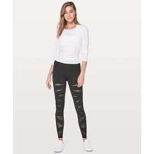 Lululemon Wunder Under Pant Hi-Rise Tech Mesh 28" Sz 2 Black